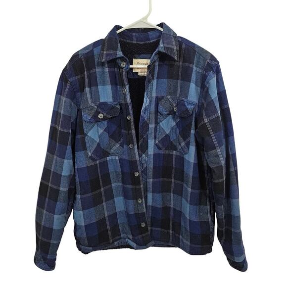 Boston Traders Flannel Jacket Shacket Sherpa Lined Blue Plaid Workwear Mens Sz M - Picture 2 of 7